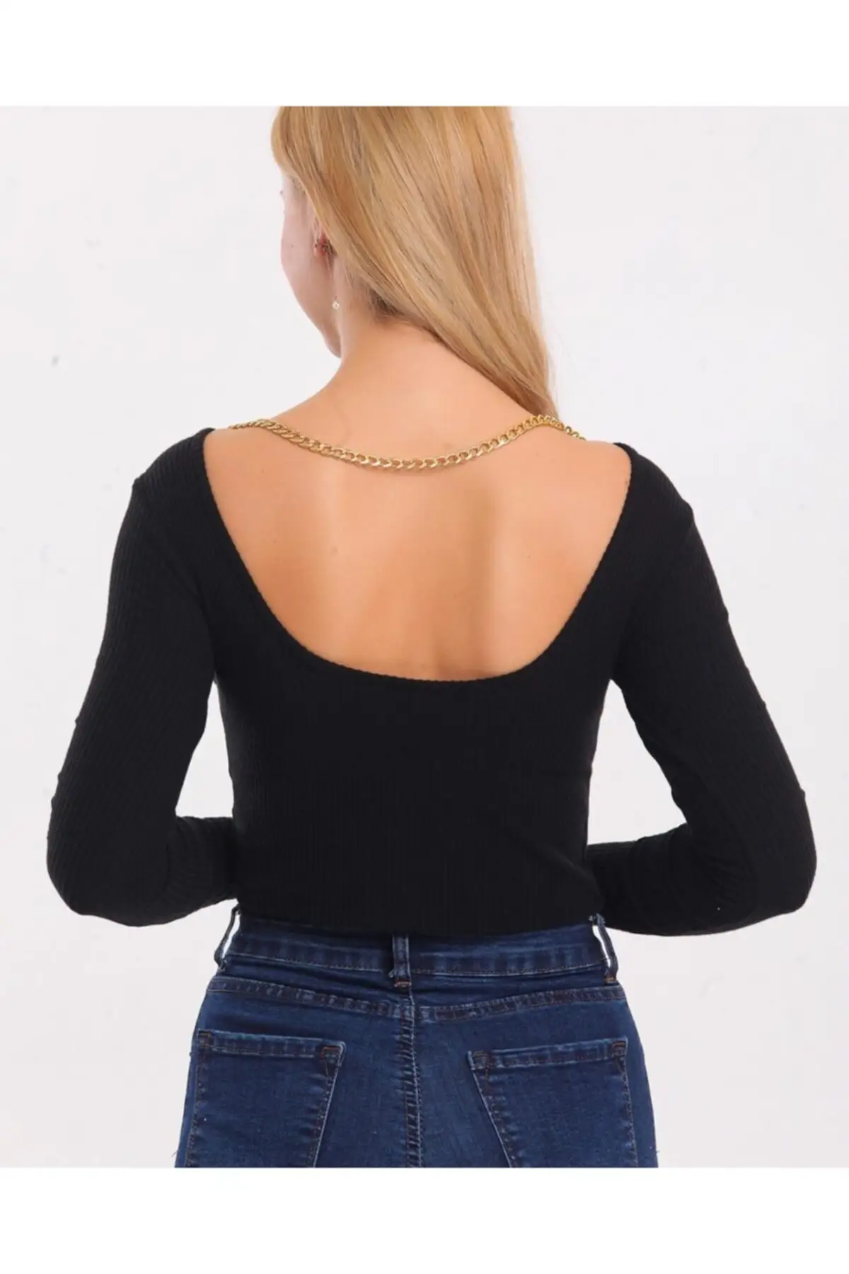 

Women's Bodysuit Black Crop With Chain Back Camisole Fabric Rompers Jumpsuits shath Skinny Summer Streetwear