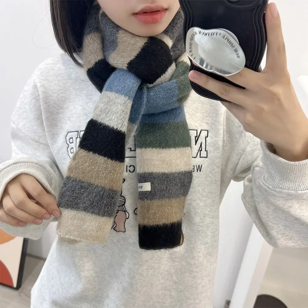 Теплый шарф в радужную полоску аксессуары для одежды бандана пашмина корейском