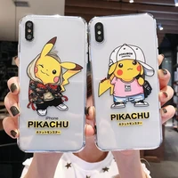 pokemon pikachu kawaii cartoon suitable for apple13 mobilephone shell 12promax transparent soft anti fall 11pro protective cover