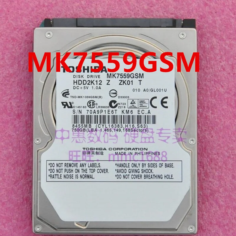 

95% Новый оригинальный жесткий диск для Toshiba 750GB 2,5 "8MB SATA 5400RPM для MK7559GSM