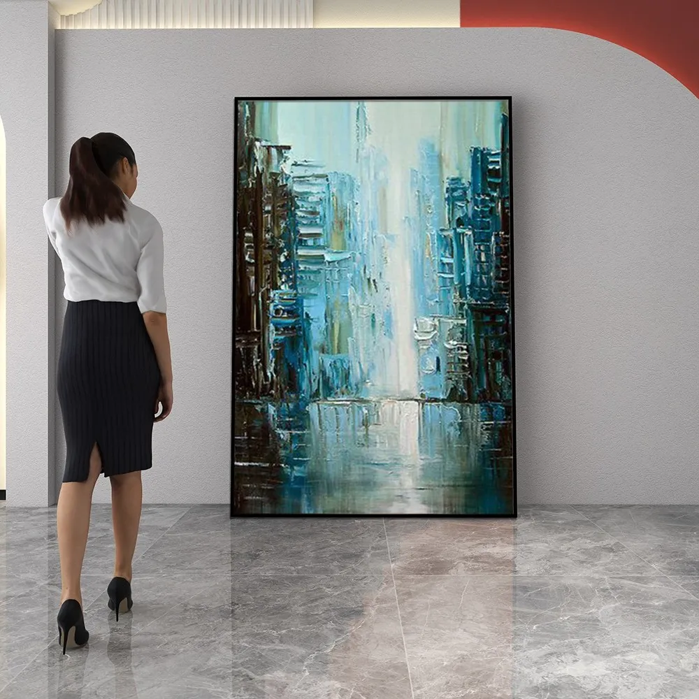 

Bstract Building Oil Painting Oil Painting Without Frame Handmade On Canvas Hanging For Living Dinner Room Washroom Art