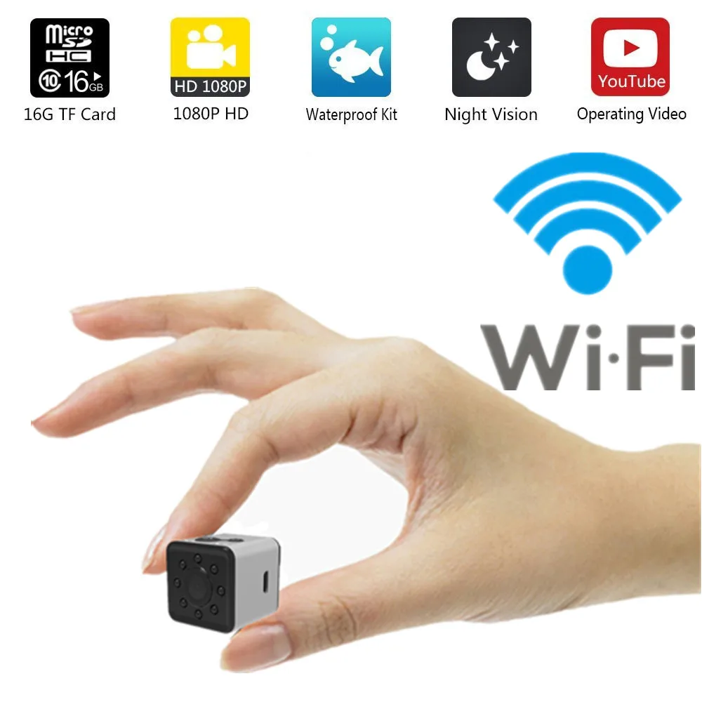 

Водонепроницаемая мини-камера ночного видения SQ13 с Wi-Fi, HD 1080P