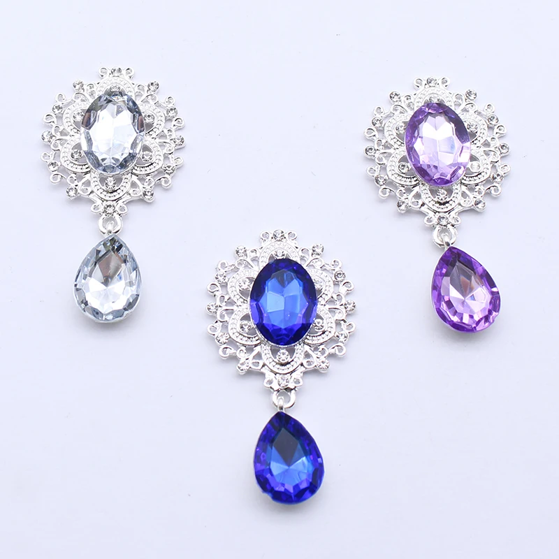 Брошь из металлического сплава с плоским основанием и стразами 10 шт./лот