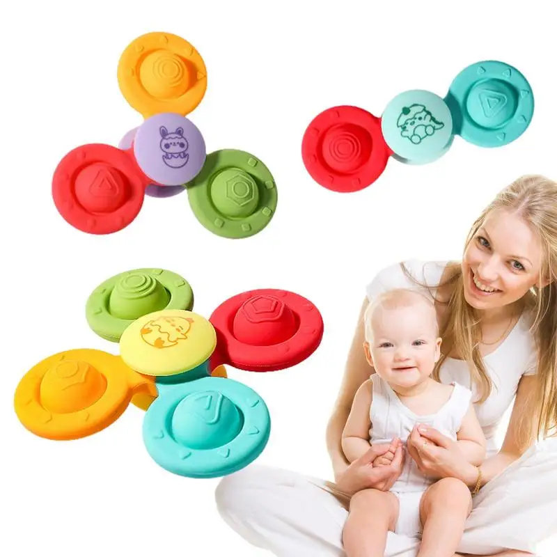 

Suction Cup Spinner Toys baby Chewable Toys Swimming Toy Infant Teether Relief Stress Educational Rotating Rattle kids Bath Toy