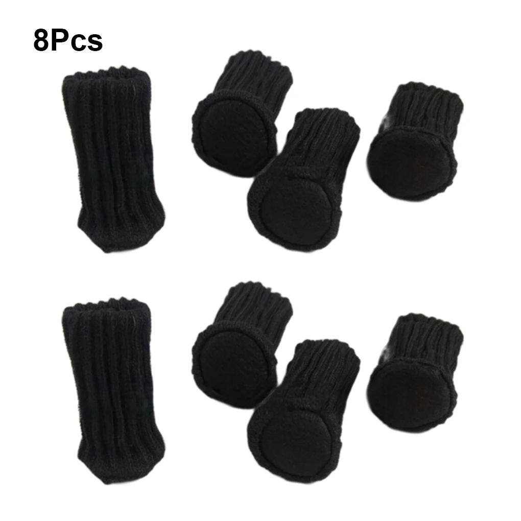 

8 Pieces Cotton Table Chair Leg Cover Knitted Replacement Dustproof Noise Cancelling Scratchproof Stripe Sock Pad
