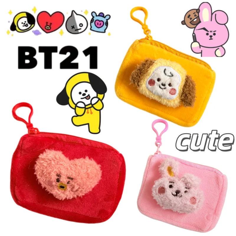 Фото Кошелек для монет BT21 Koya и Shaky, мультяшный, милый, модный, персонализированный, большой вместимости, портативный, для студентов, сумка для наушников, брелок, подарок №1