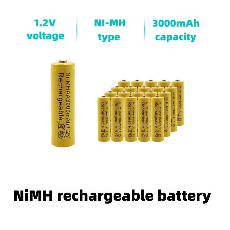 

New AA 1.2V 3000Mah Rechargeable Battery for MP3, Mobile Rc, LED Flashlight, Household Appliances, Toys, Calculators, Etc