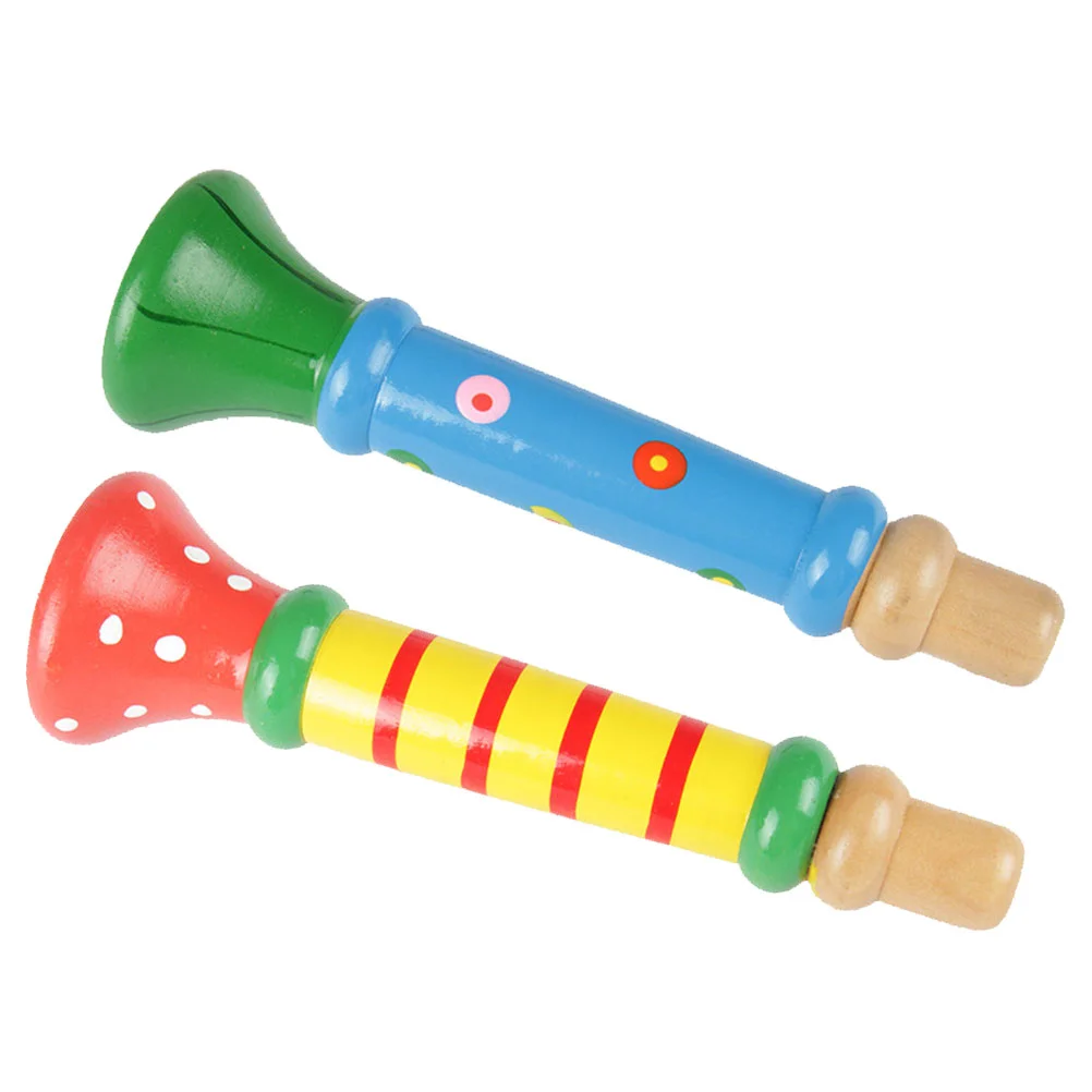 

2pcs Wooden Horn Hooter Trumpet Instruments Music Toys Kids Children Early Educational Toy (Random Color)