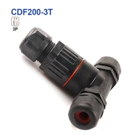 ip68 t shape 3 pin waterproof connector cable gland sleeve connector quick screw connection outdoor waterproof terminal