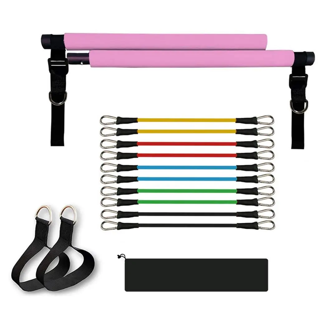 

Pilates Bar Different Heights Resistance Band Exercise Stick Women Full