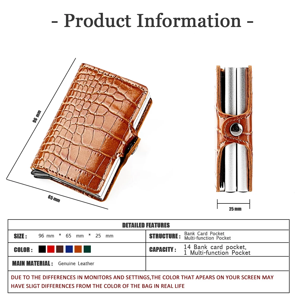 New Anti Rfid Wallet Bank ID Credit Card Holder Wallet Leather Purse Aluminum Business Card Box Case Protector Cardholder Pocket