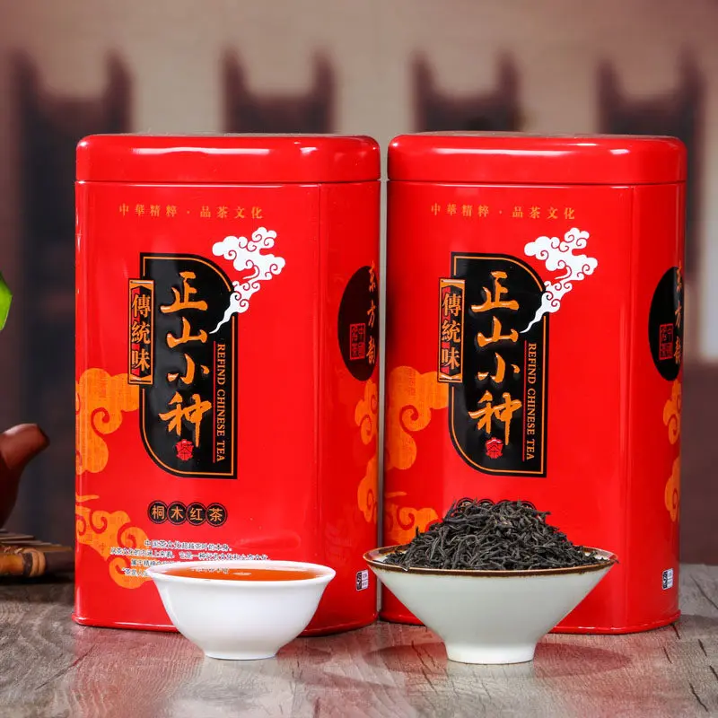 

Chinese Wuyishan Zhengshan black tea 150g in iron cans Canned gift tea Lapsang souchong