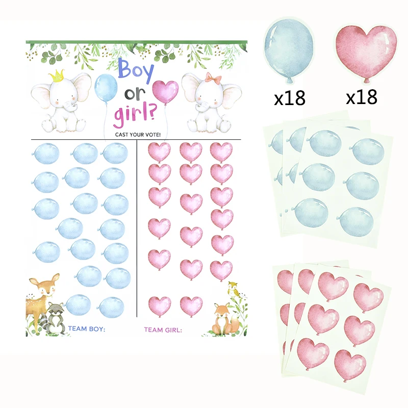 

1set Gender Reveal Party Games Kit Team Voting Game Boy Or Girl Poster Board With Stickers Baby Shower Party Supplies Decoration