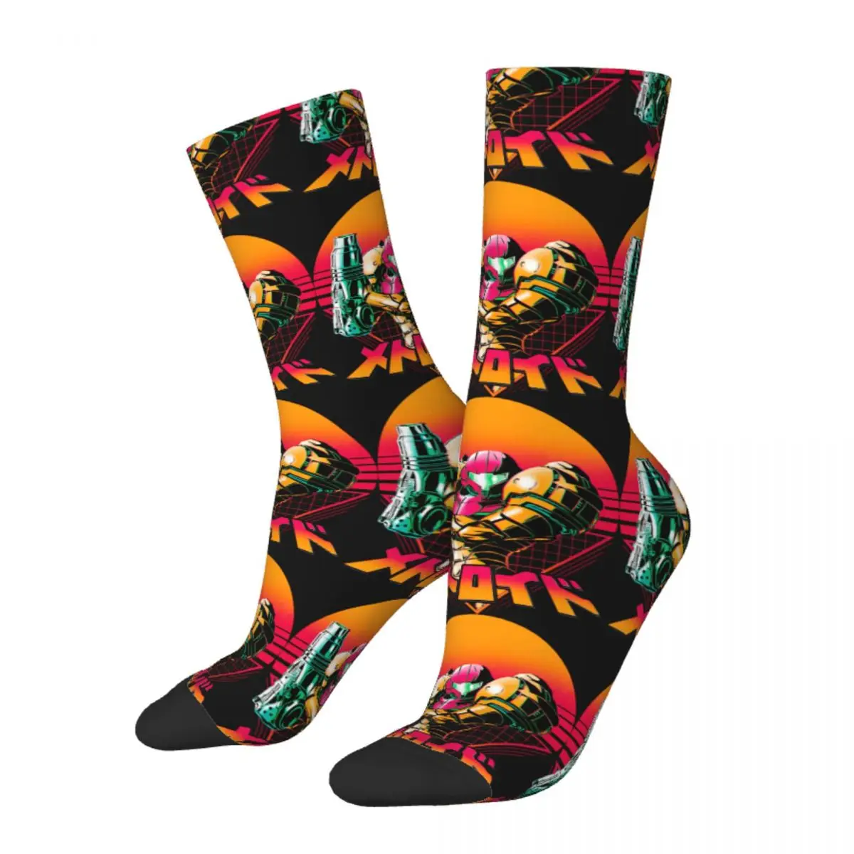 

Happy Funny Men's Socks Dread Samus Artwork Vintage Classic Vintage Harajuku Metroid Prime Game Hip Hop Novelty Seamless Sock