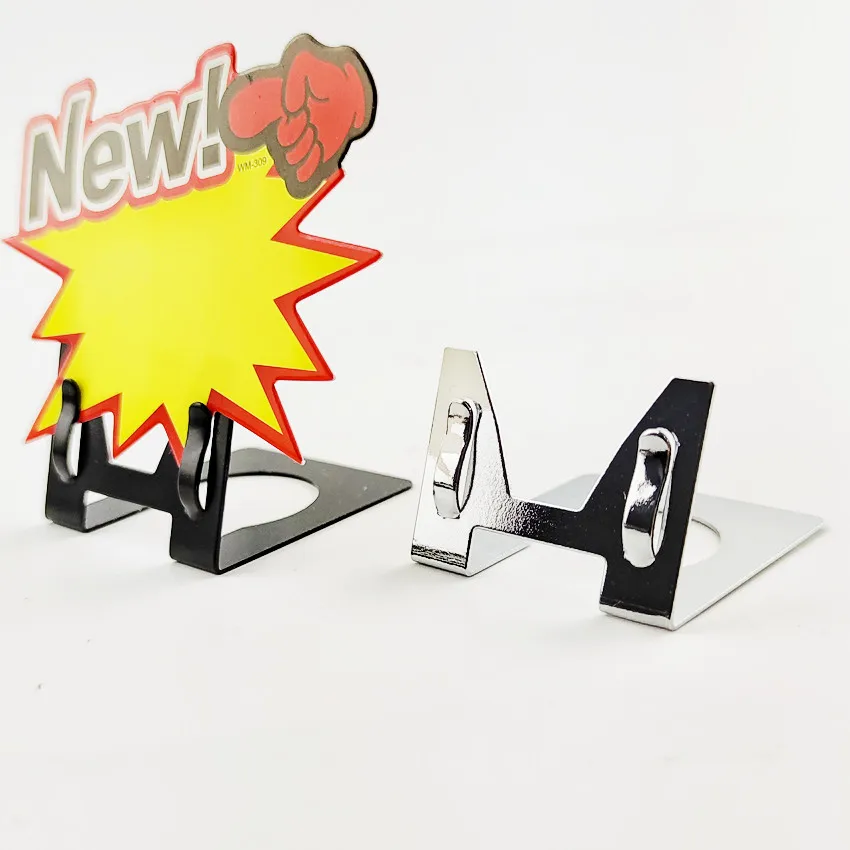 POP Price Label Tag Paper Sign Card Display Clips Holders Stands Metal Stainless Steel L Type Bread Shop Promotions 30pcs