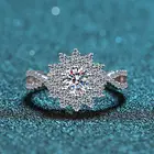 Муассанит один дрель кольцо прошел Diamond тесты камень 925 Стерлинговое Серебро Цветок лотоса Форма кольцо 0.5CT модные свадебные украшения