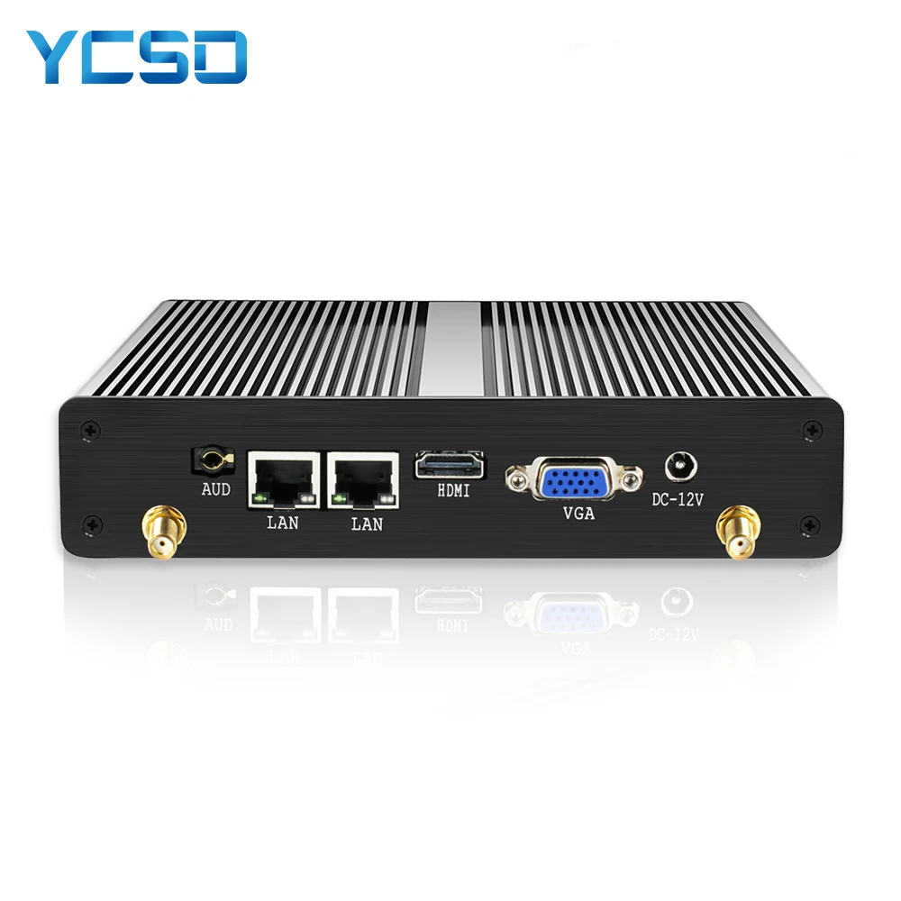YCSD Fanless Mini PC Dual LAN Celeron J4125 2955U Windows 10 pro PC 2*Serial port 2*LAN WiFi HDMI VGA HTPC Computer Nuc Mini pc