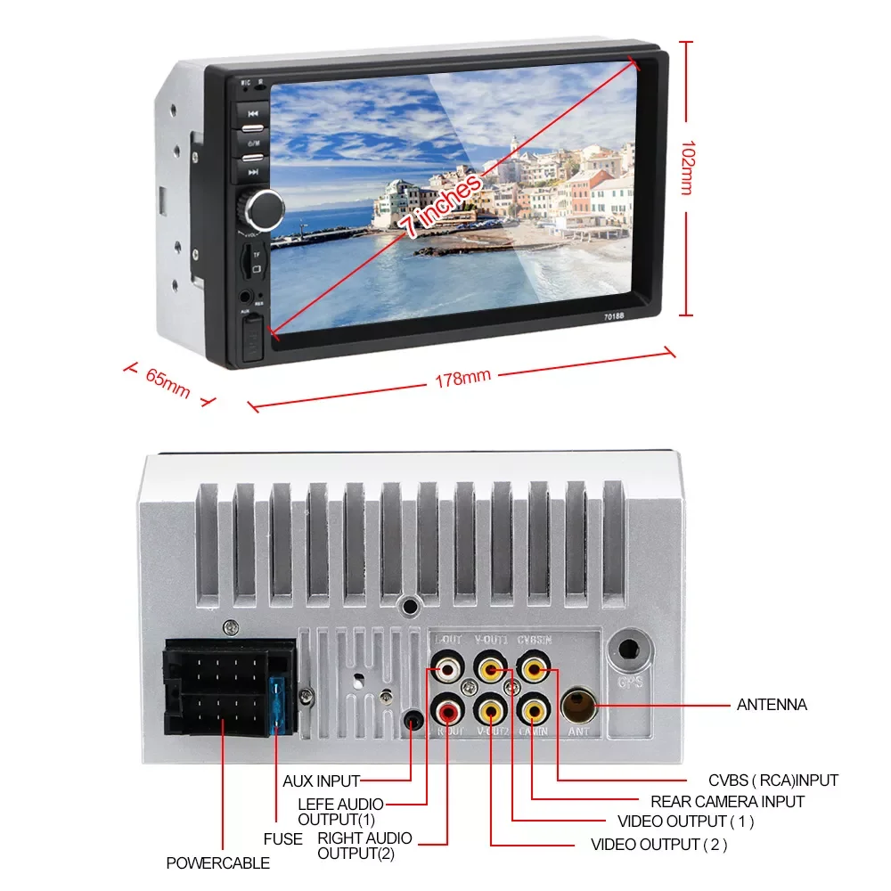 Автомобильный мультимедийный плеер 7010B /7012B/7018B HD сенсорный экран 7 дюймов MP5/FM