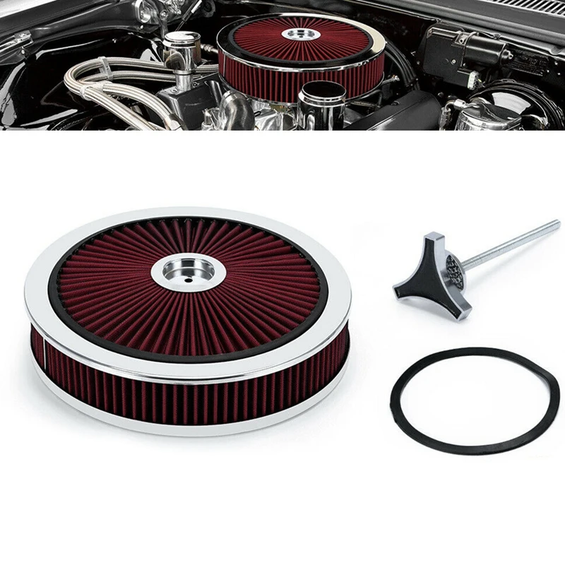 

14 X 3 Inch Car Air Cleaner Filter Assembly Carburetor Air Filter Kit Car Accessories for Chevrolet GMC Ford