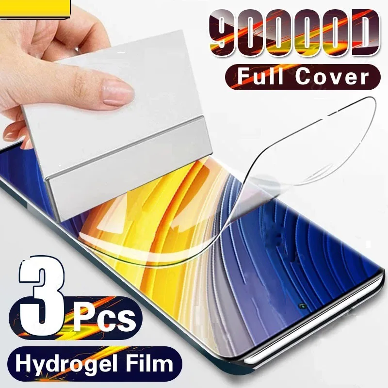 

3PCS Hydrogel Film for Xiaomi Mi Poco F3 F4 X4 GT M3 M4 X3 Pro Screen Protector for Redmi Note 11 9 10 Pro 11S 9S 9A 9T 8T Film