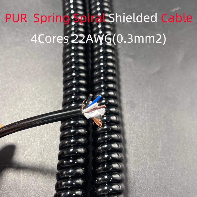 4-жильный 22AWG 0 3 мм2 PUR пружинный спиральный экранированный кабель телескопический