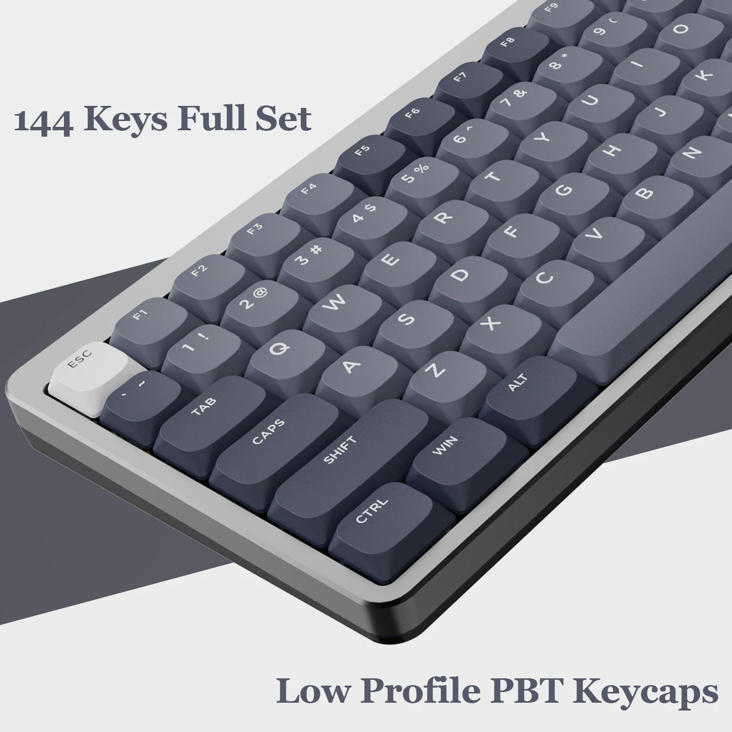 

144 Keys Double Shot PBT Keycaps Low Profile Slim Keycaps for 60% 65% 75% 100% Gateron Cherry MX Switches Mechanical Keyboard