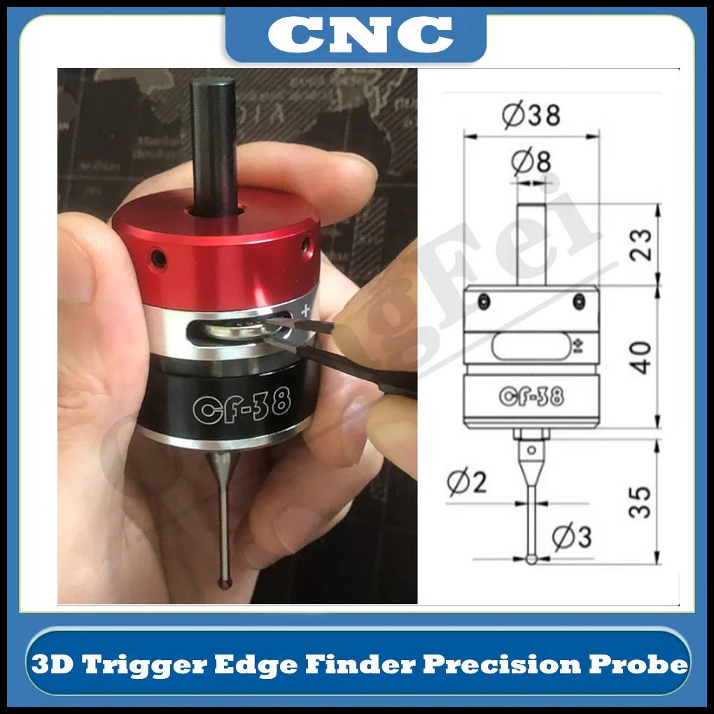 2022 latest 3D Edge Finder Machining Center Cnc Milling Machine Three-coordinate Precision Probe Centring Rod Tool Setter CF-38