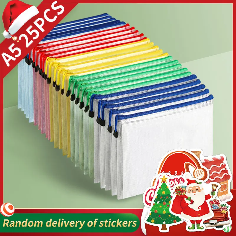 Сетчатая Сумка Для Документов Формата А5 На Рождественскую Тематику С Липкими