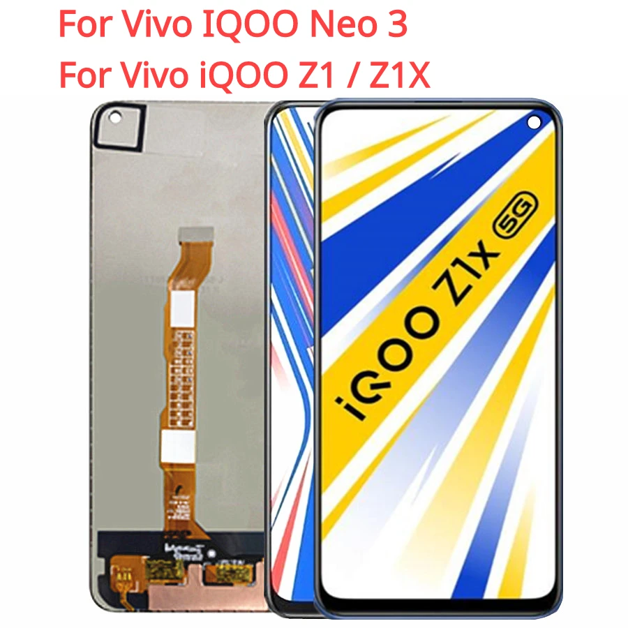 ЖК-дисплей 6,57 дюйма для Vivo iQOO Neo 3 V1981A, дисплей iQOO Z1X V2012A Z1 V1986A, сменный сенсорный экран с цифровым преобразователем в сборе
