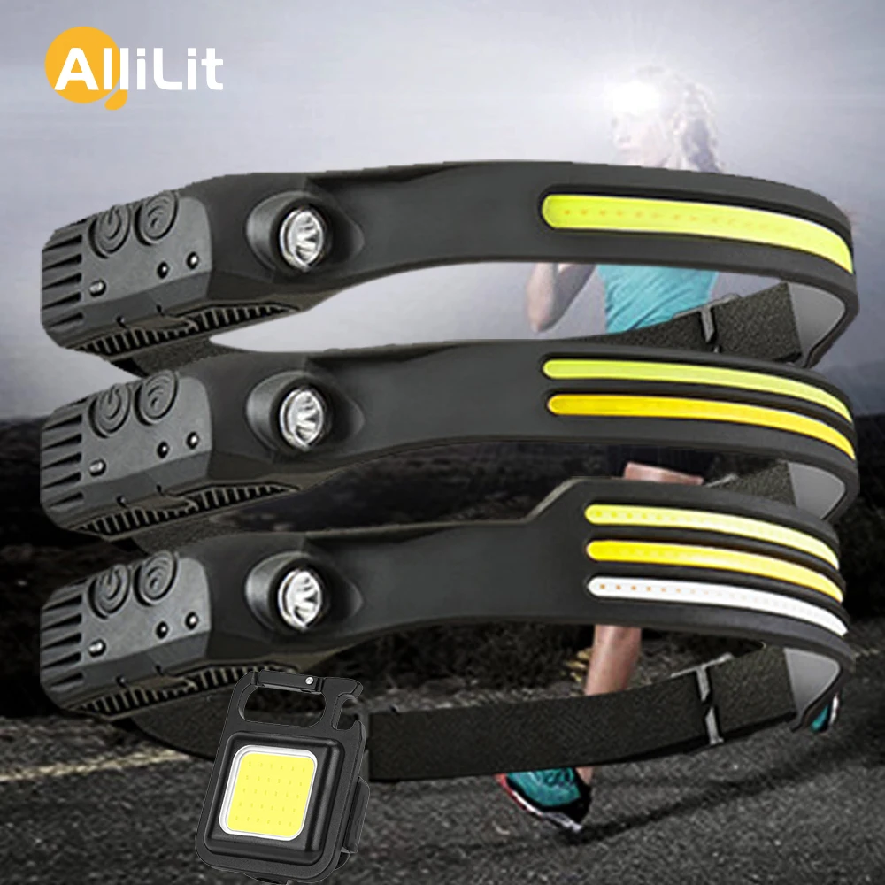 

AlliLit Induction COB Headlight Outdoor Riding Light USB Charging Night Running Light Strong Light Headlamp