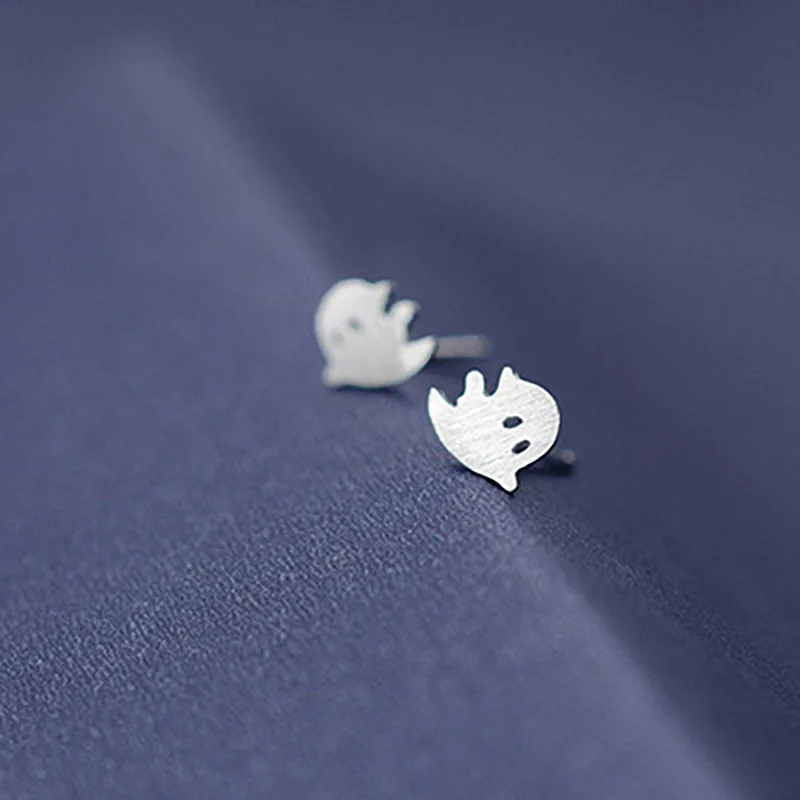 Модные посеребренные серьги-гвоздики в форме призрака для женщин и девушек