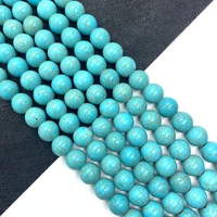 natural stone beads round blue turquoise loose turquoise beads for making diy jewelry bracelet necklace accessories 4 12 mm