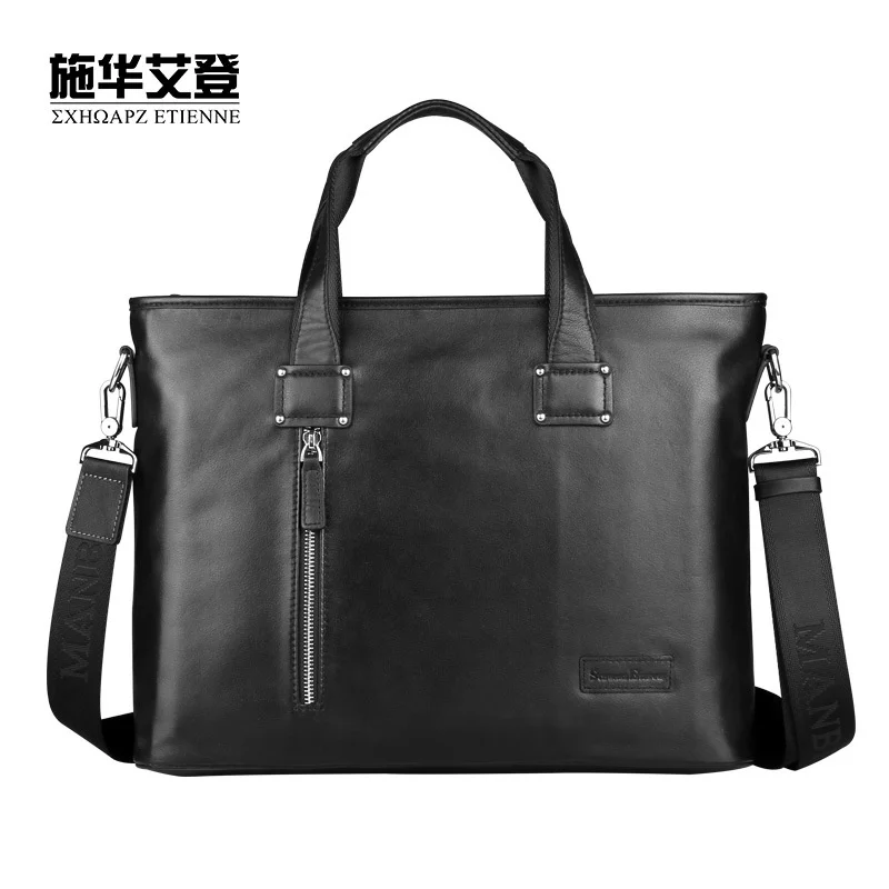 genuine  luxury Cowhide men's bag Men's leather hand  inch computer Business briefcase