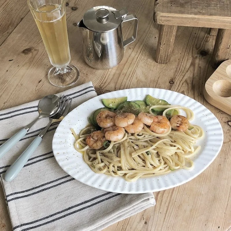 

Korean Ins Creative Glaze Oval Ceramic Western Food Dish Fish Plate Pasta Kitchen Tableware Dinner Stir-Fryhome Decorative Tray