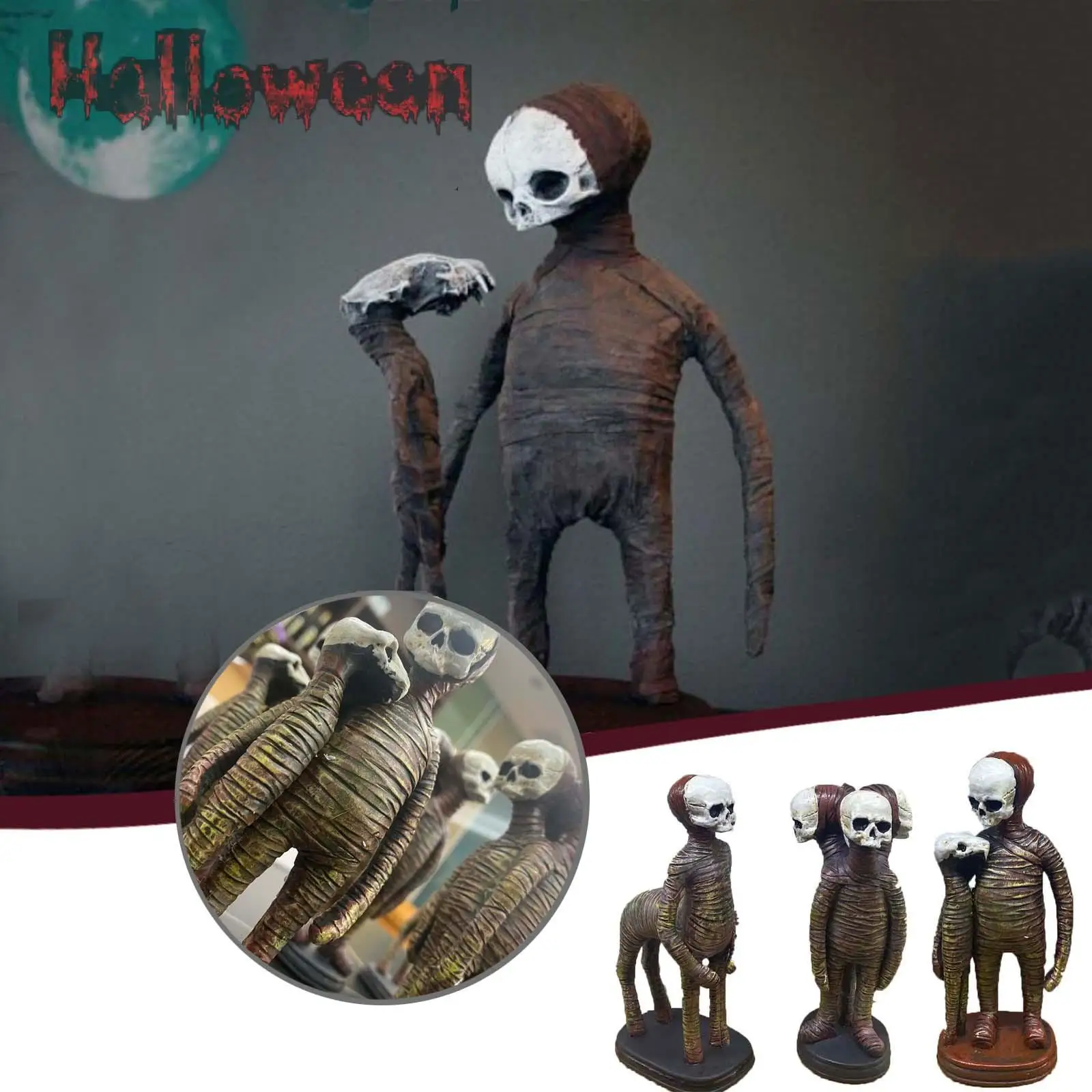 

Halloween Gothic Mummy Horror Resin Skull Thriller Sammy Janitor Ornaments