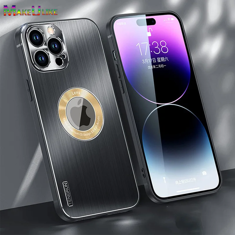 

Case for iPhone 14 Pro Max Case Silicone Bumper Shock Brushed Metal Proof Protect Cover for iPhone 11 12 13 Pro Max 14 Plus Case