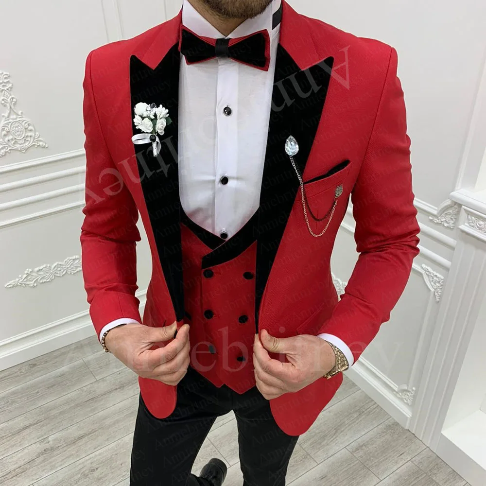 Мужской пиджак с лацканами красные черные брюки дизайнерские официальные