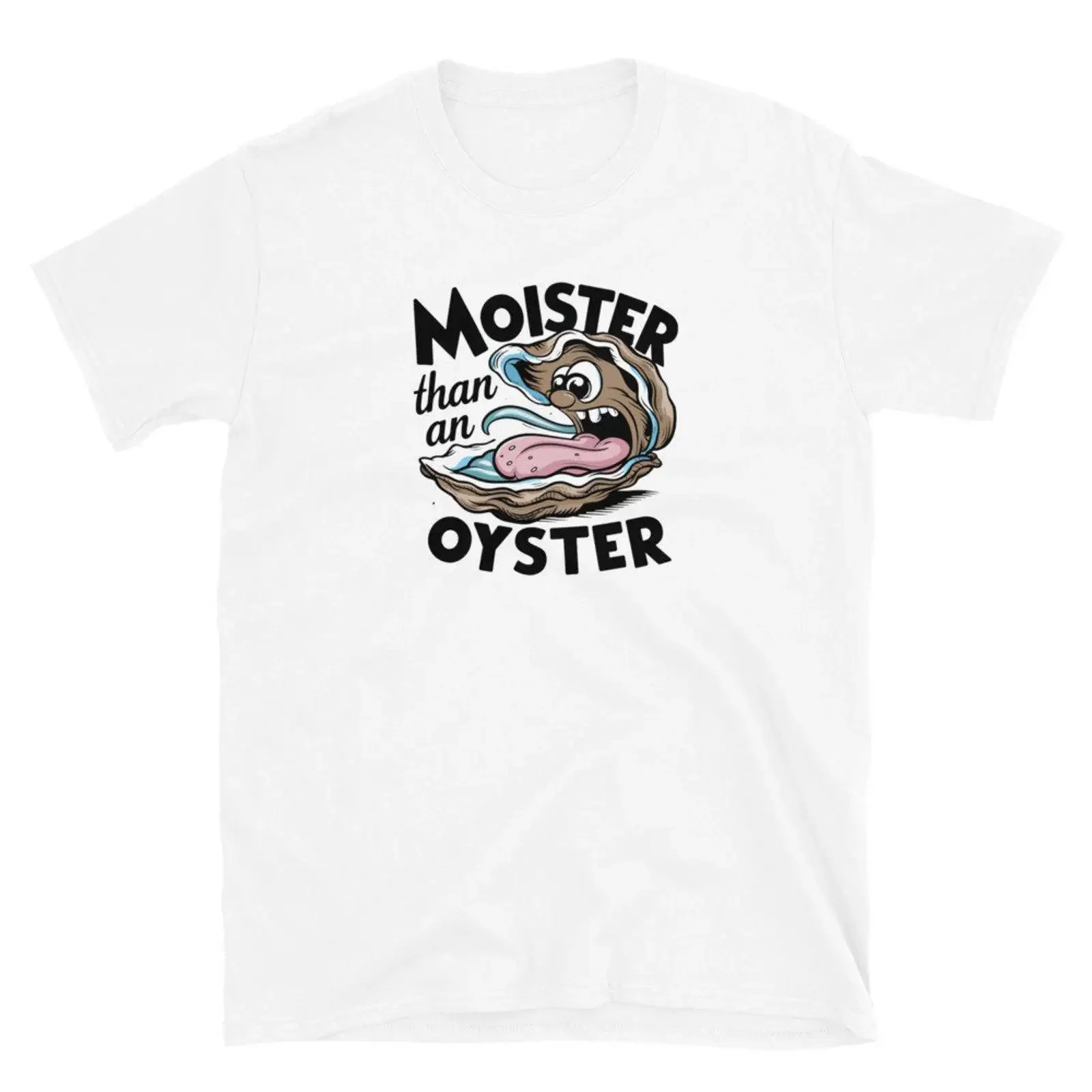 Фото Футболка Raunchy Moister Than An Oyster для любителей морепродуктов, забавная, с озорным юмором, винтажная, с эффектом потертости, уличная одежда, мягкая, эластичная. №1