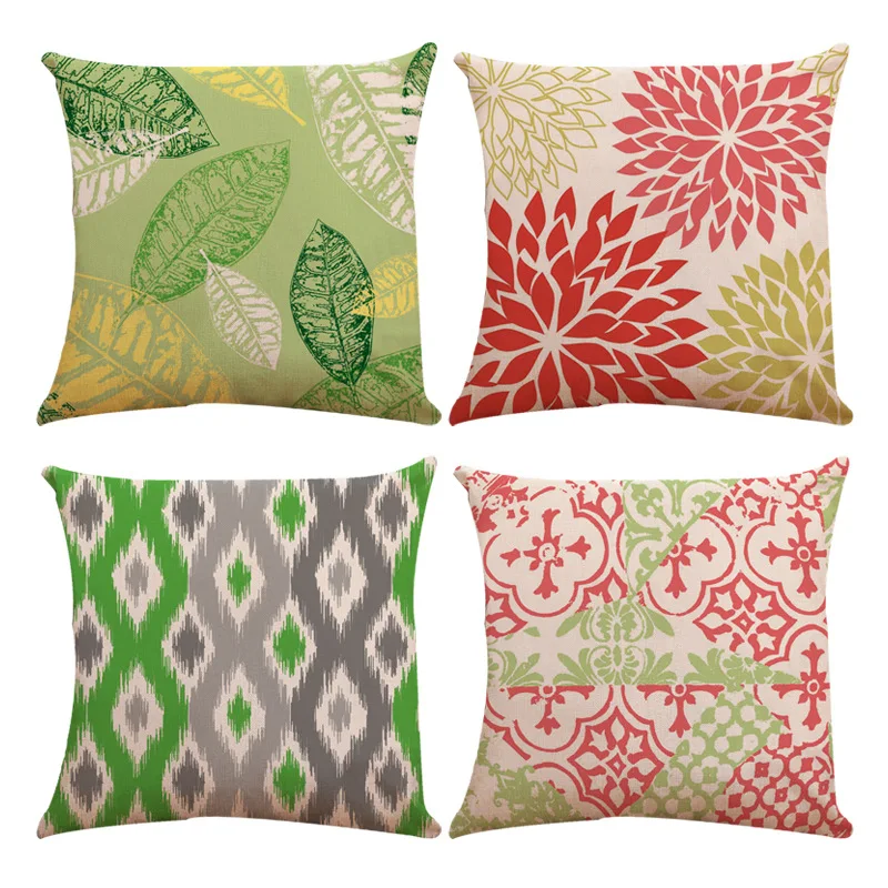 

Red Green Decorative Throw Pillow Covers for Couch Sofa Geometric Modern Pillow Cases Accent Home Decor Cushion Covers 45x45cm