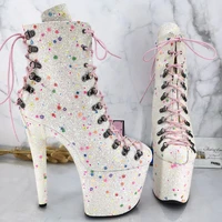 leecabe colorful glitter upper 20cm8inch womens platform disco party high heels shoes pole dance boot