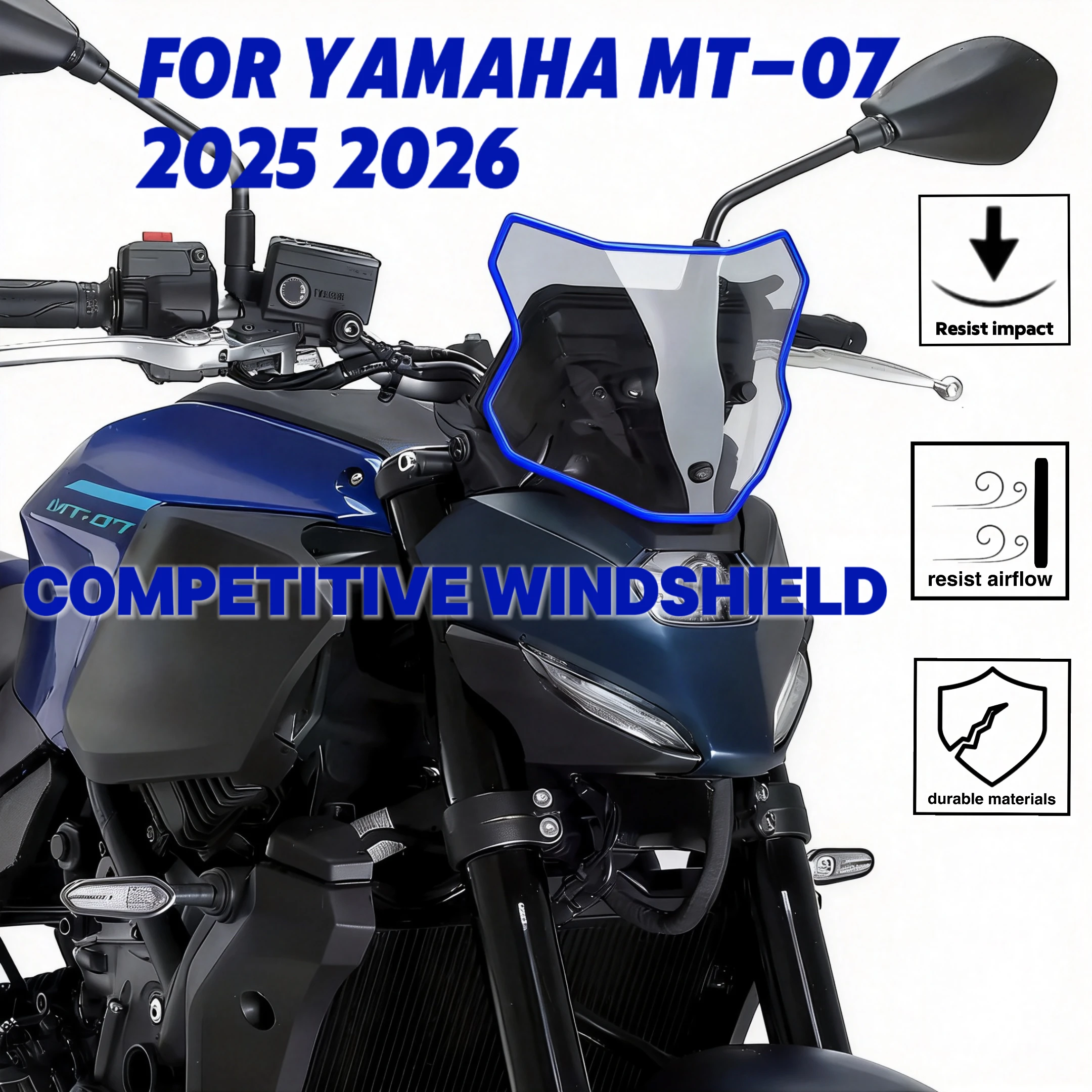 Фото Популярный ветровой дефлектор/обтекатель для мотоцикла Yamaha MT-07 MT07 4-го поколения 2025-2026 годов №1
