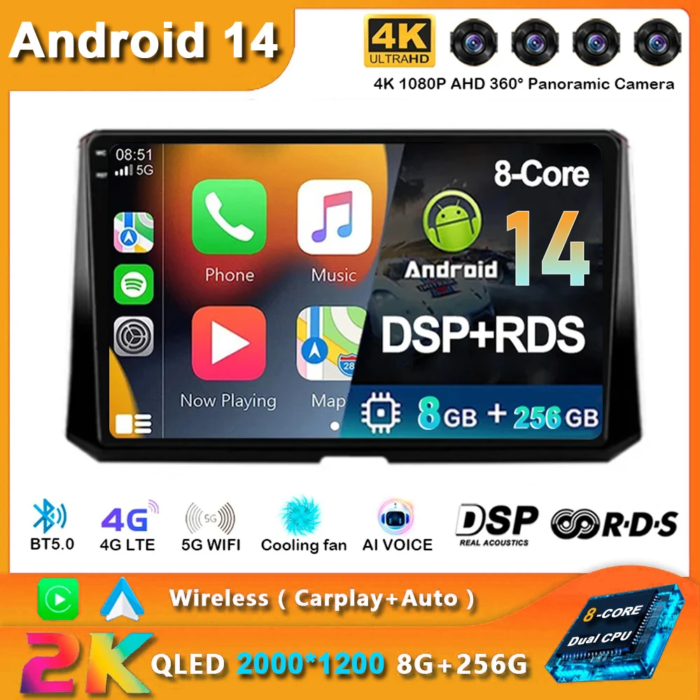 Автомобильный радиоприемник для Toyota Corolla 12 2018 2019 2020 Android 14 GPS-навигация