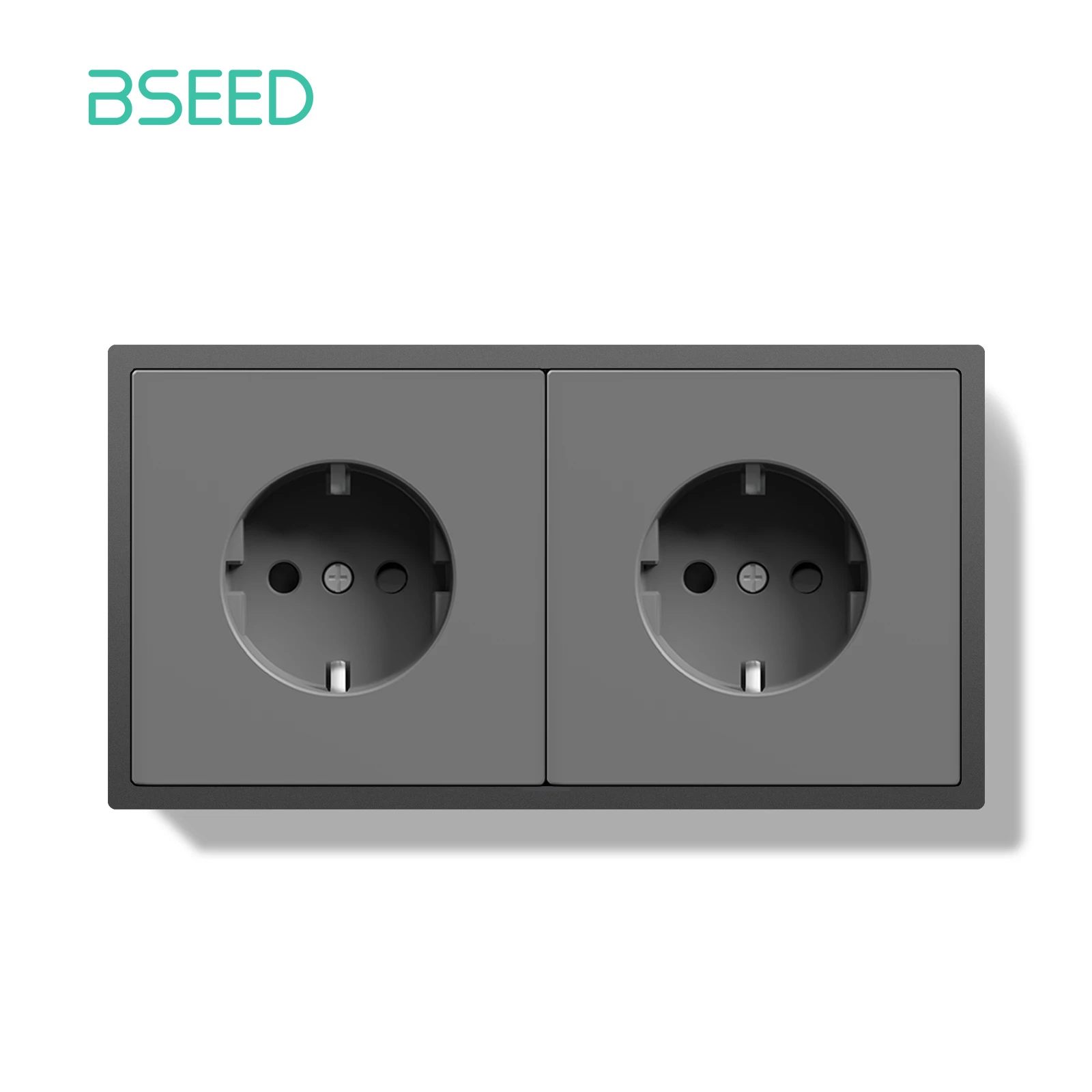 Фото BSEED Стандарт ЕС Одинарная настенная розетка Двойные электрические розетки Германия Россия Настенная розетка Белый Черный Пластиковый каркас 16А №3