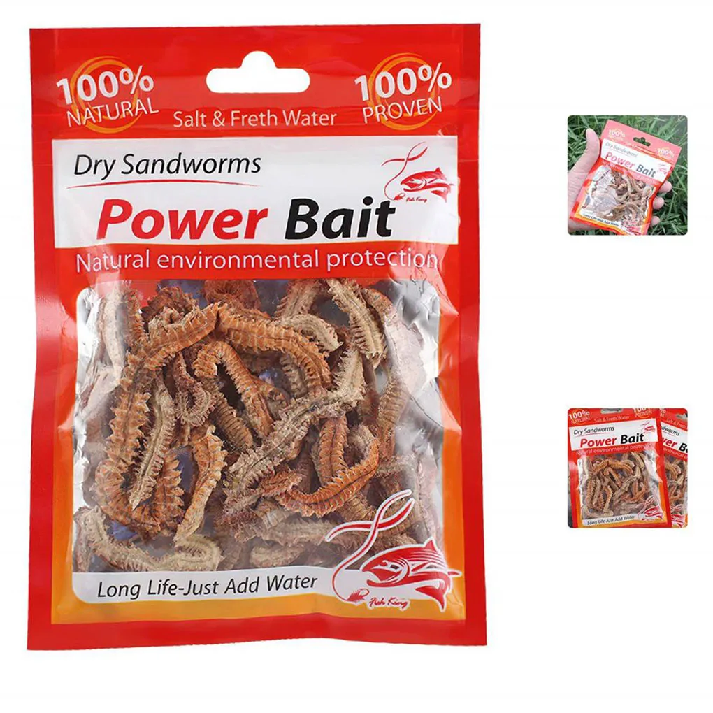 

6-10g Natural Live Dry Sandworm Bait Freshwater Feeder for Saltwater Rearing Catfish Fishy Smell Insect Soft Carp Artficial Bait