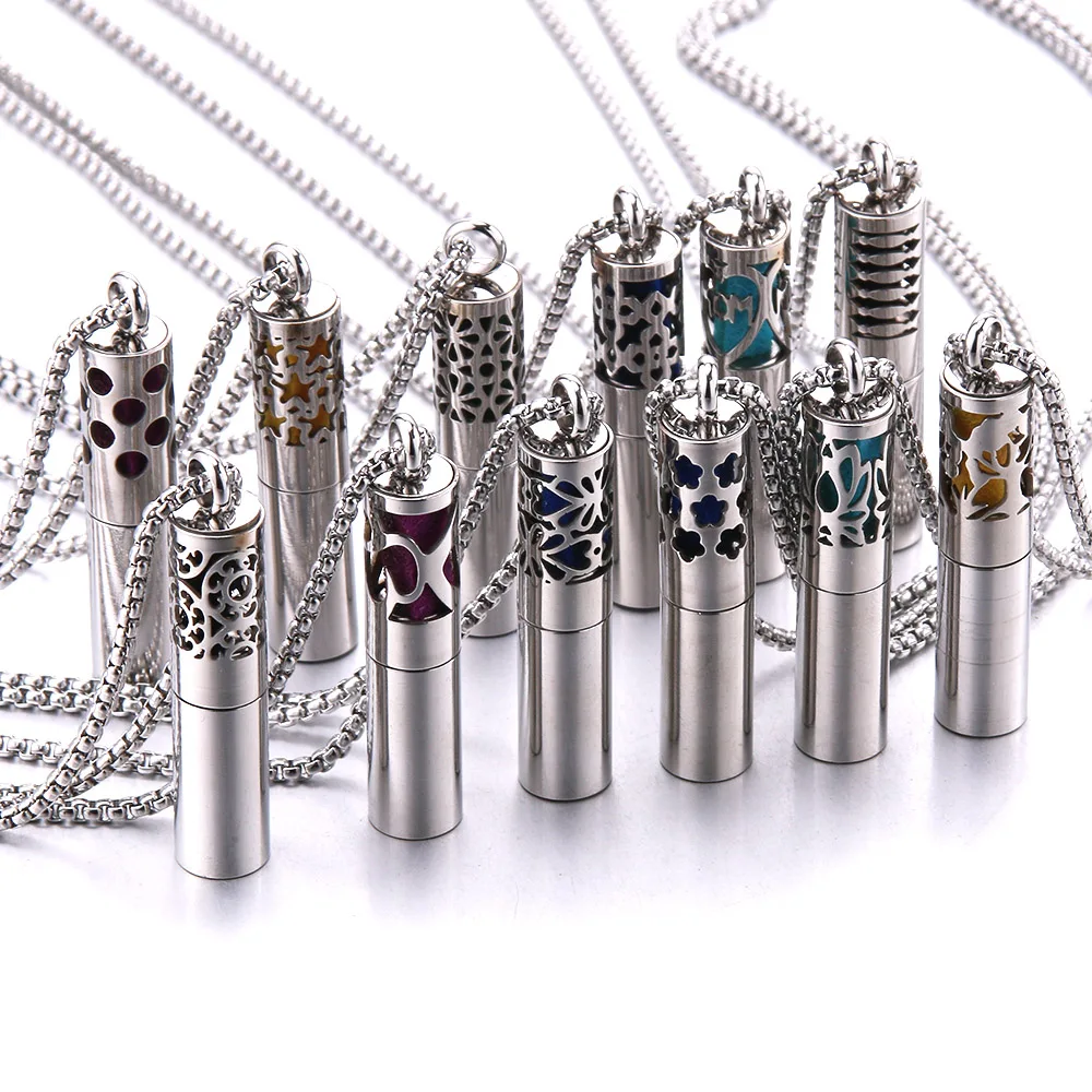 

2022 New Aromatherapy Necklace Diffuser Pendant Locket Jewelry Stainless Steel Aroma Perfume Essential Oils Women Party Necklace