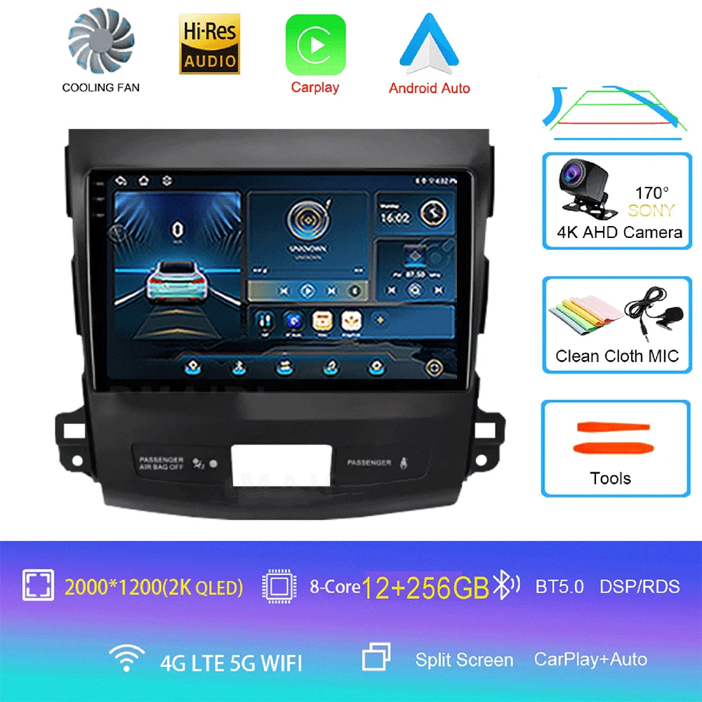 

Android 15 для Mitsubishi Outlander 2007-2012 9-дюймовый автомобильный радиоприемник стерео аудио GPS плеер Carplay авто экран WIFI + 4G