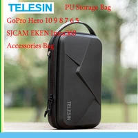 telesin waterproof carrying adjustable space bag pu storage bag storage package for gopro hero 10 9 8 7 6 5 sjcam eken insta360