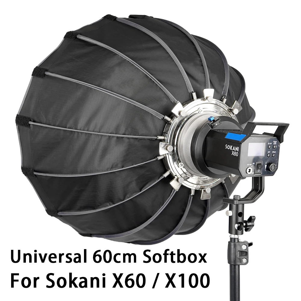 

60 см Универсальный софтбокс для COB-лампы SOKANI x60 x100 световой зонт светильник фотосъемки софтбокс для крепления Bowen круглый 2 слоя