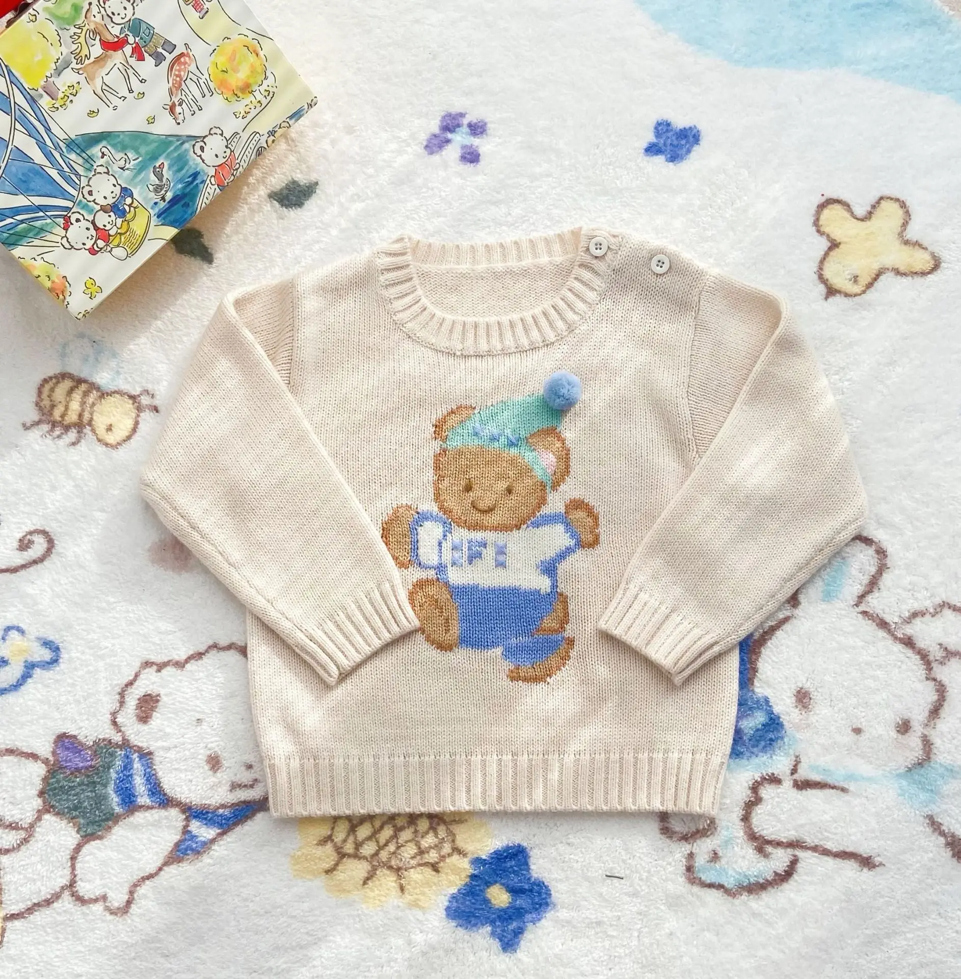 

Baby Girl Winter Clothes Knitted FAM Christmas Baby Bear Wool Boy Warm Fashion 2-7Y