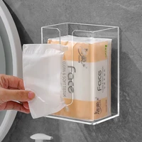 transparent acrylic toilet tissue box wall mounted punch free storage rack bathroom items home accessories ba%c3%b1o gadgets shelf